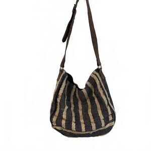 O'Neill Striped Woven Natural and Blue Messenger Bag